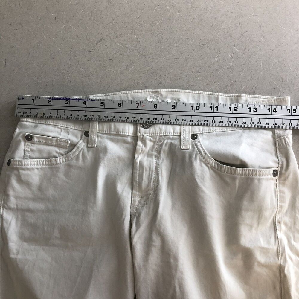 7 For All Mankind Cuffed Bermuda 9” White 5 Pocket Chino Shorts AU8071920 Sz 27 - Picture 6 of 6